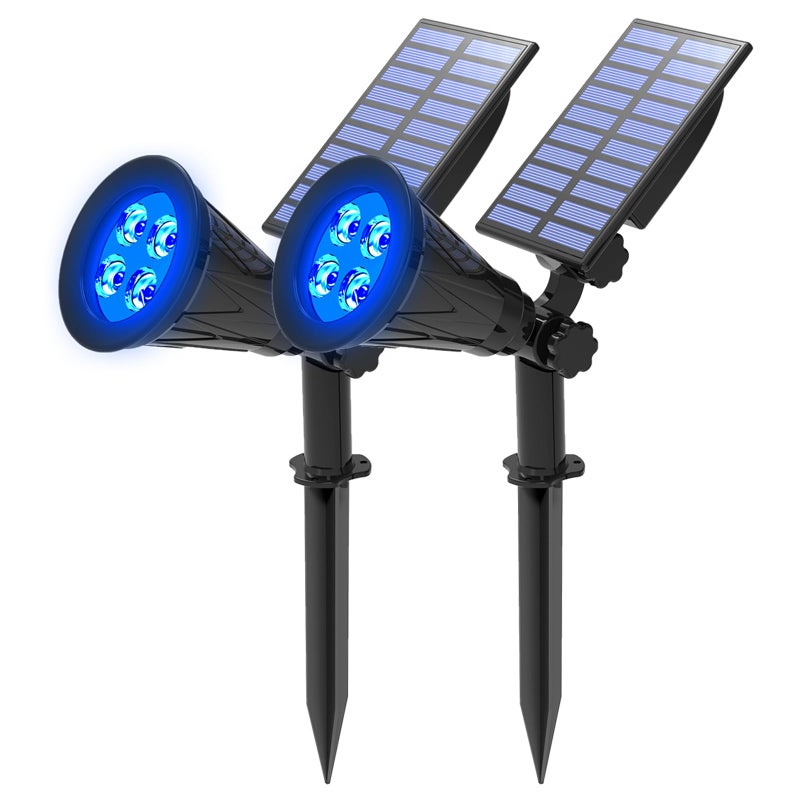 T-SUNUS أضواء شمسية زرقاء T-SUNUS في الهواء الطلق لعيد الميلاد، 2 وضعيات كشافات حديقة مقاومة للماء IP65 تشغيل/إيقاف تلقائي أضواء أمان للمناظر الطبيعية بركة ضوء كشاف للشجرة علم فناء جراج ساحة ممر بركة هالوين عبوة 2 - Image 1